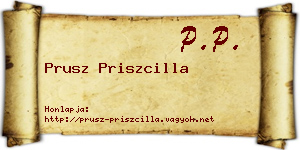 Prusz Priszcilla névjegykártya